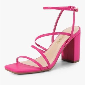 Hot Pink Strappy Block Heel 8